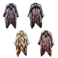 Women's Vintage Poncho Cape Open Front V Cut Reversible Oversized Blanket shawls and wraps